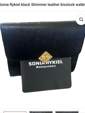 Sonia Rykiel Black Textured Leather Wallet with Gold-Tone Clasp